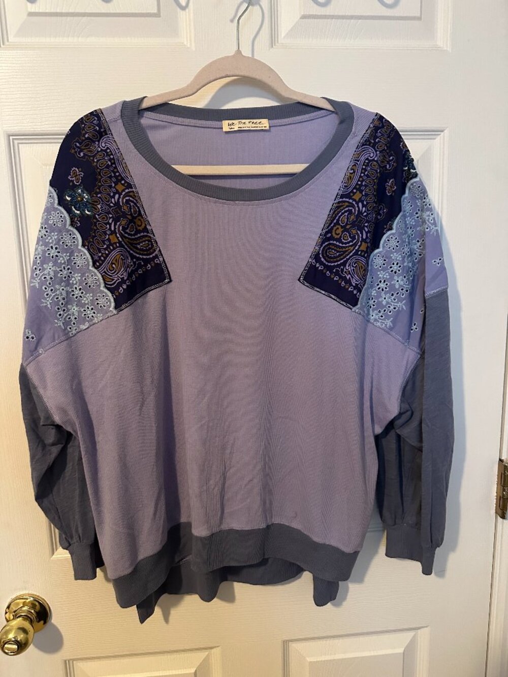 We the Free Patchwork Sleeve Top
